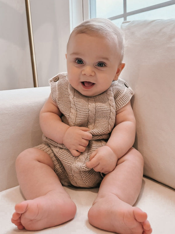 luna-luca-cable-knit-summer-romper-heather-beige Luna and Luca Newborn Baby Clothes